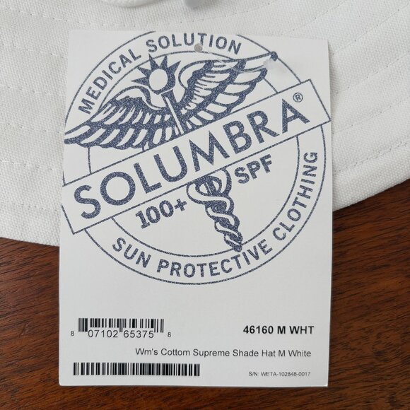 Solumbra Sun Precautions Supreme Shade Hat White Cotton Wide Brim MED New main image 13